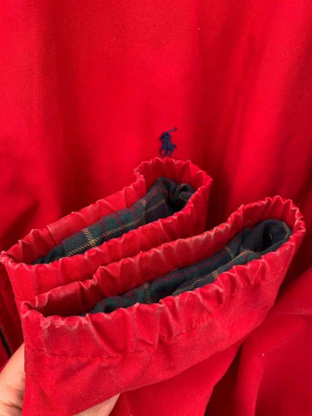 Polo Ralph Lauren 100% cotton Harrington Jacket Mens XL  Red Plaid Lined Pony - Picture 8 of 16